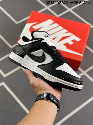 210 公司级 Nike Dunk Low Twist Panda 熊猫 黑白色此款产品采用白色底座和黑色覆盖层，散发出深受喜爱的“熊猫”氛围。它的鞋头和鞋跟设有保险杠，独立的Swoosh 标志类
