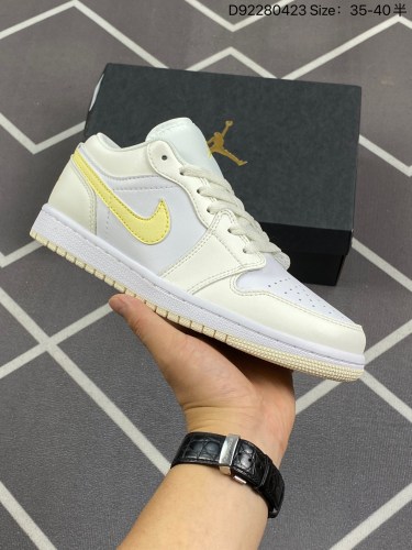 140公司级✅原装楦型开发纸版#中底注胶孔内置真Sole气垫❗️官方新色，耐克Nike Air Jordan 1 Retro Low GS”White Pink Yellow Volt“AJ1乔丹