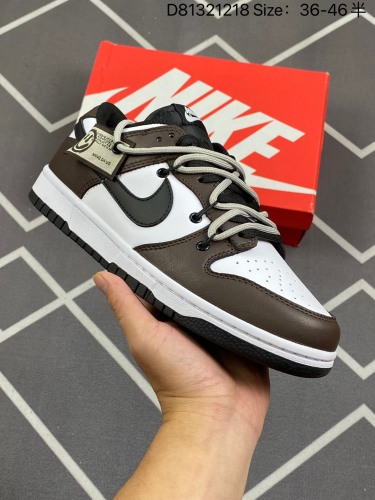 160Nike SB Dunk Low 黑棕笑脸解构抽绳鞋带 公司级出品 原装头层材料 独家版型蒸餾加工帶來的是更好的视觉和脚感体验大厂纯原品质出货 清洁度 电绣工艺 皮料切割干净无任何毛边 细节