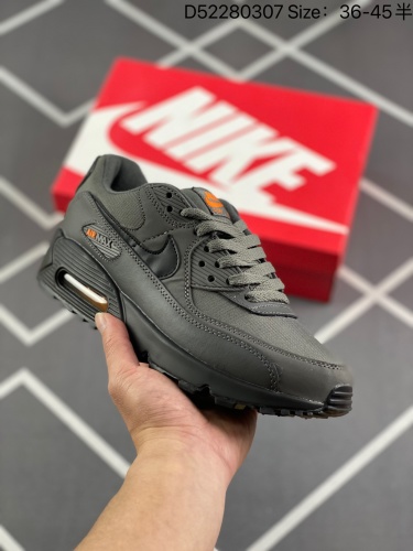 140真标✅耐克Nike Air Max 90 气垫缓震跑鞋 鞋面由皮和革织物打造，犀利的条线打造出酷劲十的足视觉效果 网布鞋增面强透气性，穿着为极舒适 经可典视气垫醒目依旧，而脚感更是_003