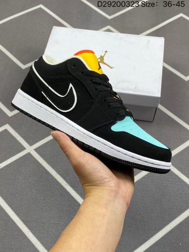 100 乔丹 AJ1 低帮 黑黄蓝色 拼接 拼色 内置缓震气垫#耐克 Nike Air Jordan 1 Low AJ1 乔1 低帮潮流缓震运动休闲板鞋。原鞋开模 拒绝公底 购置公司同步原材料 原