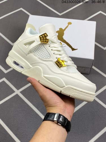150Air Jordan 4 Retro Wnns Vivid Sulfur 米白金 AJ4 乔丹4代 aj4 乔4 白金 乔丹篮球鞋系列 鞋身整体采用米白色皮革鞋面设计，辅以金黄色点缀，彰显细