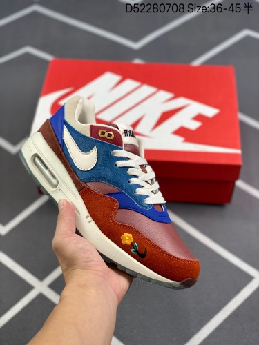 140 Nk Air Max 1 Light Madder 半掌气垫复古跑步鞋 DQ8475 001 鞋款整体以浅褐色与灰蓝色进行呈现，鞋面点缀蓝绿色细节，让整双鞋看起来视觉效果极佳，同_001