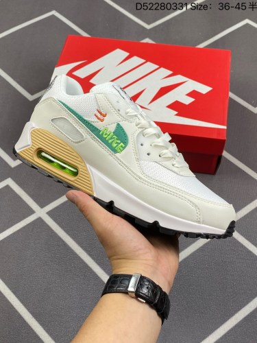 140公司级✅耐克Nike Air Max 90 经典复古小气垫缓震跑鞋 鞋面由皮和革织物打造，犀利的条线打造出酷劲十的足视觉效果 网布鞋增，穿着为极舒适 经可典视气垫醒目依旧，而脚感更_001