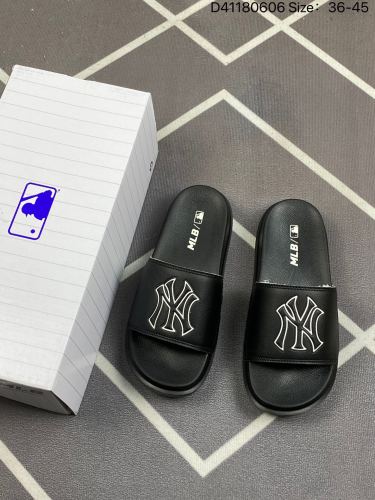 90MLB拖鞋韩国洋基队NY字母厚底增高夏季百搭人字拖 踩屎感货号：3ALPCMM4N尺码36-45D41180606_001