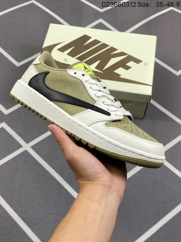 330✅AJ1倒勾Travis Scott x Air Jordan 1 “ Reverse Mocha “ AJ1乔1 TS 闪电 联名倒钩 低帮文化篮球鞋  细节如图所示  皮料 鞋面切割工整