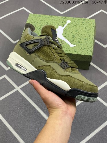 150Air Jordan 4 Retro Olive Canvas 军绿色 AJ4 乔丹4代 aj4 乔4 橄榄绿 乔丹篮球鞋系列 整双鞋采用大面积橄榄绿妆点，呈现出浓郁的「军事风」造型。鞋面采