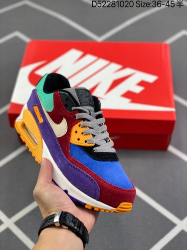 140 公司级 耐克NIKE Air Max 90 Viotech彩虹限定男女跑步鞋情侣休闲鞋运动男鞋女鞋，天猫京东专供订单 进出专柜无压力 鞋身采用翻毛皮革衬出玫红、蓝、绿、黄、黑等缤纷色调，辅